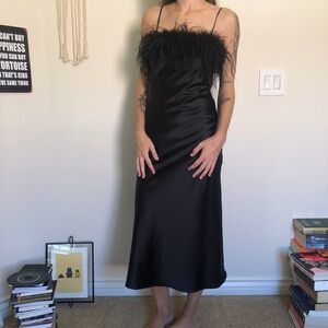 Lucy Paris Black Feather Accent Dress